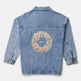 Shabby-Chic-Blumenkranz-Monogramm-Jeans-Jacke Jeansjacke