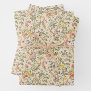 Shabby Chic Blumenmuster Geschenkpapier Set