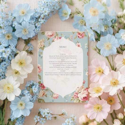 Shabby Chic Blumenmuster Menükarte