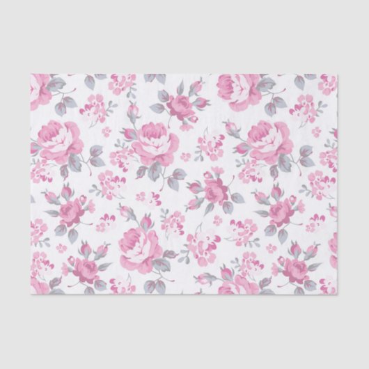 Shabby Chic, Blumenmuster, rosa, blassfarbene Rose Seidenpapier (Vorderseite)