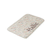 Shabby Chic Blumenmuster Rosa Grüne Haustierfutter Badematte (Schrägansicht)