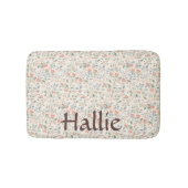 Shabby Chic Blumenmuster Rosa Grüne Haustierfutter Badematte (Vorderseite)