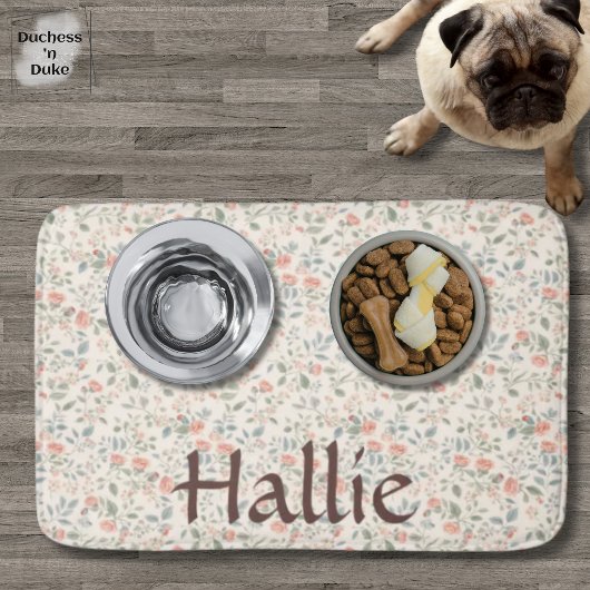 Shabby Chic Blumenmuster Rosa Grüne Haustierfutter Badematte