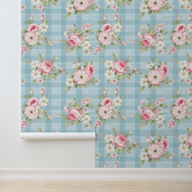 Shabby-Chic-Blumenmuster Tapete (Anwendung)