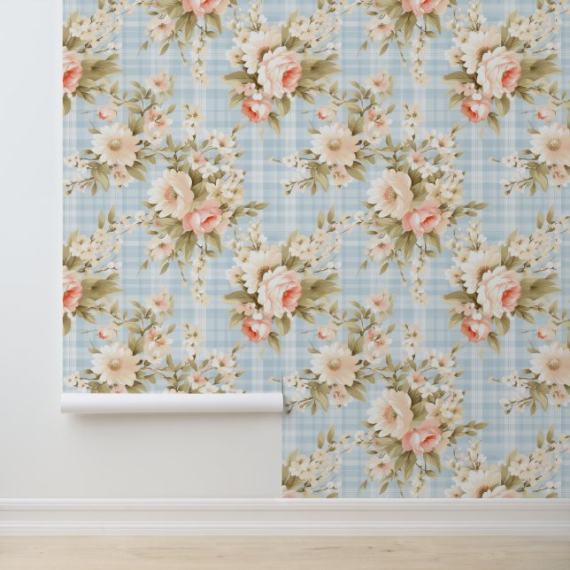 Shabby-Chic-Blumenmuster Tapete (Anwendung)