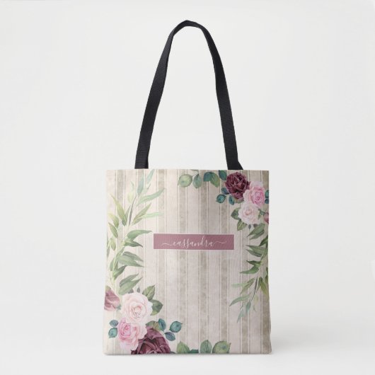 Shabby Chic Blumenname Tasche (Vorderseite)