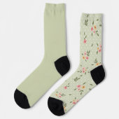 Shabby Chic Blumenpastel Grüne, ungerade Socken (Linkes Detail)