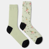 Shabby Chic Blumenpastel Grüne, ungerade Socken (Rechts)