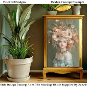 Shabby Chic Blumenportrait, Peach CN1 Decoupage Seidenpapier
