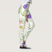 Shabby Chic Blumenrosa Gelbe violette Blumen Leggings (Rechts)