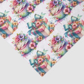 Shabby Chic Blumenrosa und Blauer Geburtstag Seidenpapier (Detail)