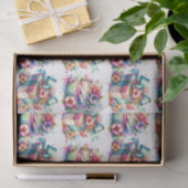 Shabby Chic Blumenrosa und Blauer Geburtstag Seidenpapier (Geschenk)