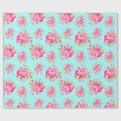 Shabby Chic-BlumenRosen Geschenkpapier (Flach)
