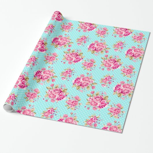 Shabby Chic-BlumenRosen Geschenkpapier (Ungerollt)