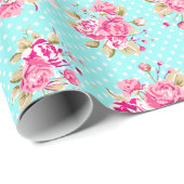 Shabby Chic-BlumenRosen Geschenkpapier (Rolleneckpunkt)