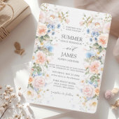 Shabby Chic Blush Blue White Floral Blume Hochzeit Einladung