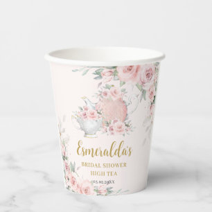 Shabby Chic Blush Blumenstrauß Tee Brautparty Pappbecher