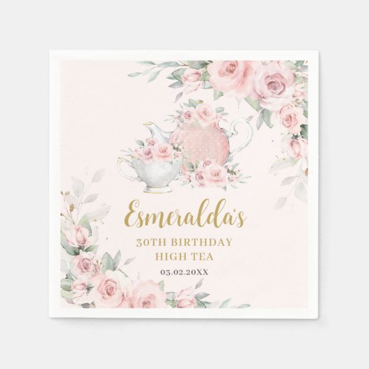 Shabby Chic Blush Blumenstrauß Tee Party Geburtsta Serviette (Vorderseite)