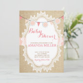 Shabby Chic Blush Pink Babydusche Einladungen (Stehend Vorderseite)