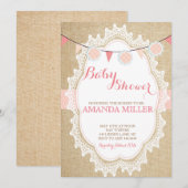 Shabby Chic Blush Pink Babydusche Einladungen (Vorne/Hinten)