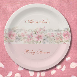 Shabby Chic Blush Pink Bläserndusche Pappteller