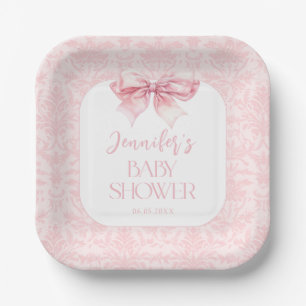 Shabby Chic Blush Pink Bow Baby Girl Dusche Pappteller