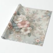 Shabby Chic Blush Pink Sage Green Boho Blues Rose Geschenkpapier (Ungerollt)
