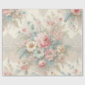 Shabby Chic Blush Pink Sage Green Boho Blues Rose Geschenkpapier (Flach)