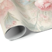 Shabby Chic Blush Pink Sage Green Boho Blues Rose Geschenkpapier (Rolleneckpunkt)