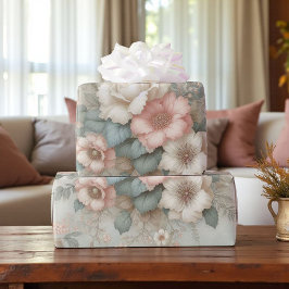 Shabby Chic Blush Pink Sage Green Boho Blues Rose Geschenkpapier