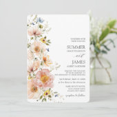 Shabby Chic Blush Pink Wildblume Blumenzehen Einladung (Stehend Vorderseite)