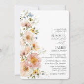Shabby Chic Blush Pink Wildblume Blumenzehen Einladung (Vorderseite)