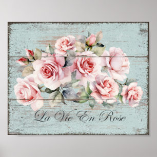 Shabby Chic Blush Rose La Vie En Rose Poster