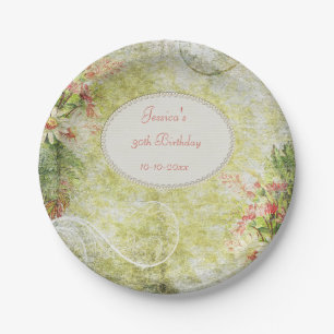 Shabby Chic-Bonbon-30. Geburtstag u. Wildblumen Pappteller