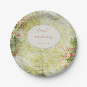 Shabby Chic-Bonbon-90. Geburtstag u. Wildblumen Pappteller