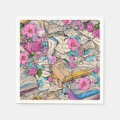 Shabby Chic Book File Illustration Napkins Serviette (Vorderseite)