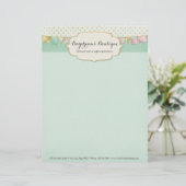 Shabby Chic Boutique Jagd in Rosa, Minze & Gold Briefkopf (Stehend Vorderseite)