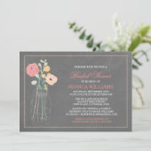 Shabby Chic Brautparty| Korallen Einladung (Stehend Vorderseite)