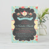 Shabby Chic Brautparty Tee Party Einladung (Stehend Vorderseite)