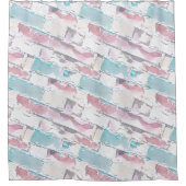 Shabby Chic Brick Textur Nahtloses Muster Duschvorhang (Vorderseite)