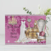 Shabby Chic BRIDAL SHOWINVITATION DAMASK Wallpa Einladung (Stehend Vorderseite)