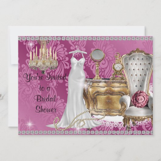 Shabby Chic BRIDAL SHOWINVITATION DAMASK Wallpa Einladung (Vorderseite)