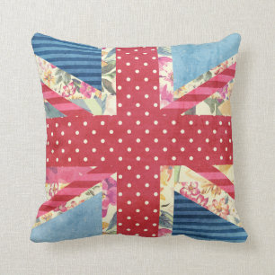 Shabby Chic Britische Flaggenquilt Kissen