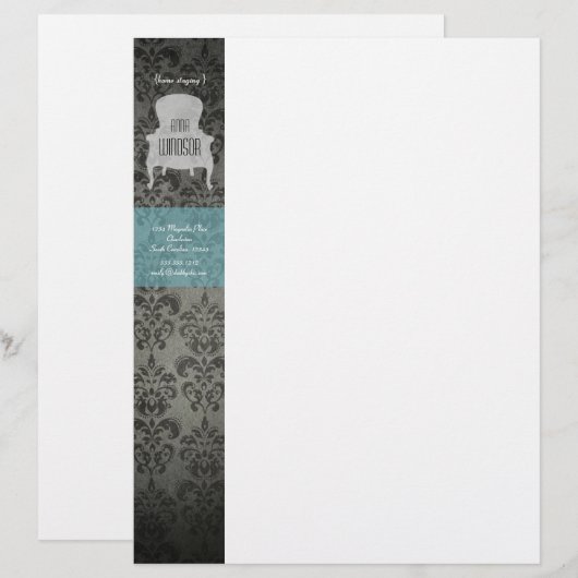 Shabby Chic-Brokat-Stuhl-Briefkopf Briefbogen (Vorne/Hinten)