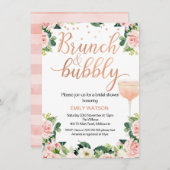 Shabby Chic Brunch Bubbly Bridal Dusche Einladung (Vorne/Hinten)