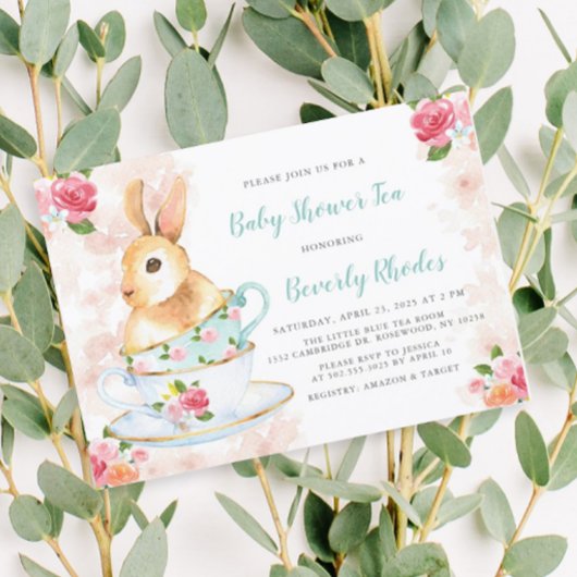 Shabby Chic Bunny Baby Dusche Tee Party Einladung