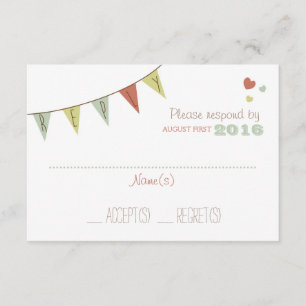 Shabby Chic Bunting Reply Card Delikatessen RSVP Karte