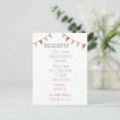 Shabby Chic Bunting Wedding Menu Postkarte (Stehend Vorderseite)