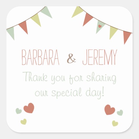 Shabby Chic Bunting Wedding Sticker (Vorderseite)