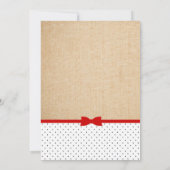 Shabby Chic Burlap Navy Roter Geburtstag Einladung (Rückseite)